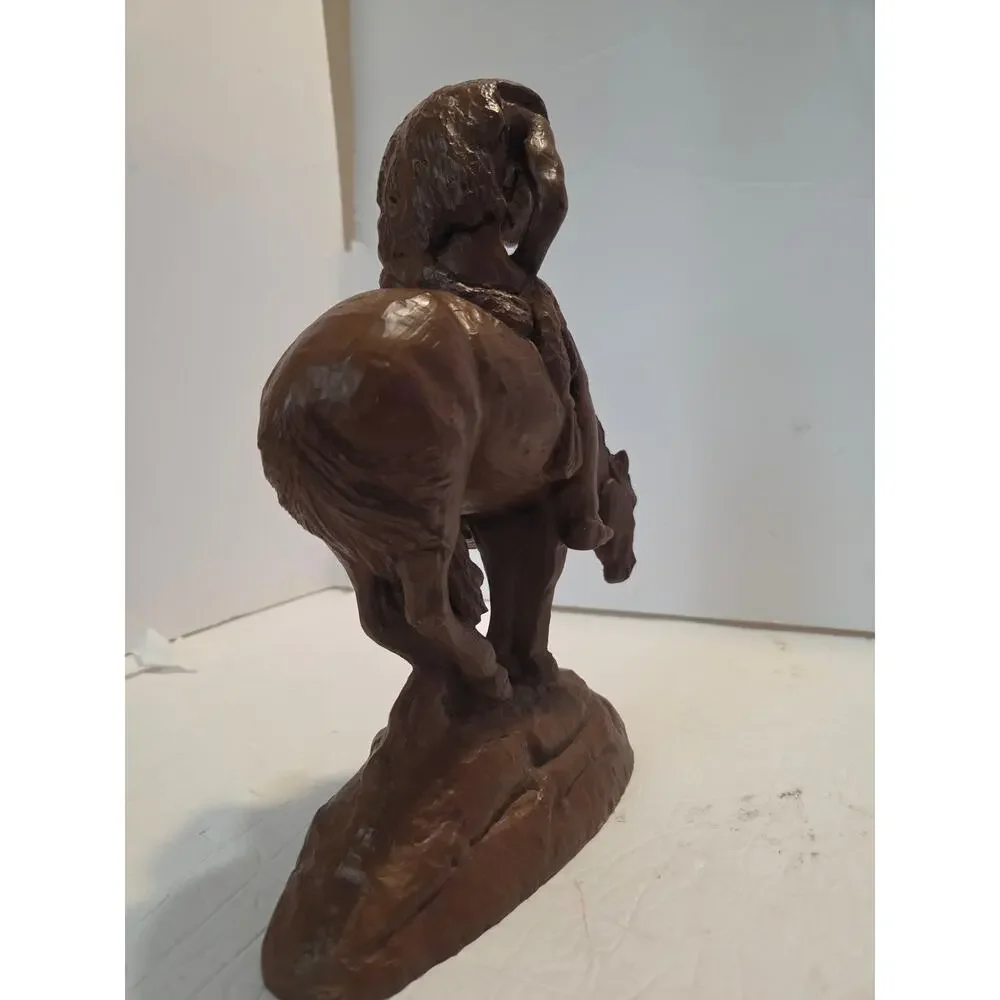 Vintage 1989 Red Mill Mfg End of the Trail Native American Horse Statue Decor